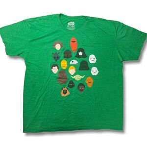 Stars Wars SIZE 2XL Tee 2013 Mad Engine T-Shirt Heads Faces Luke Leia C3PO